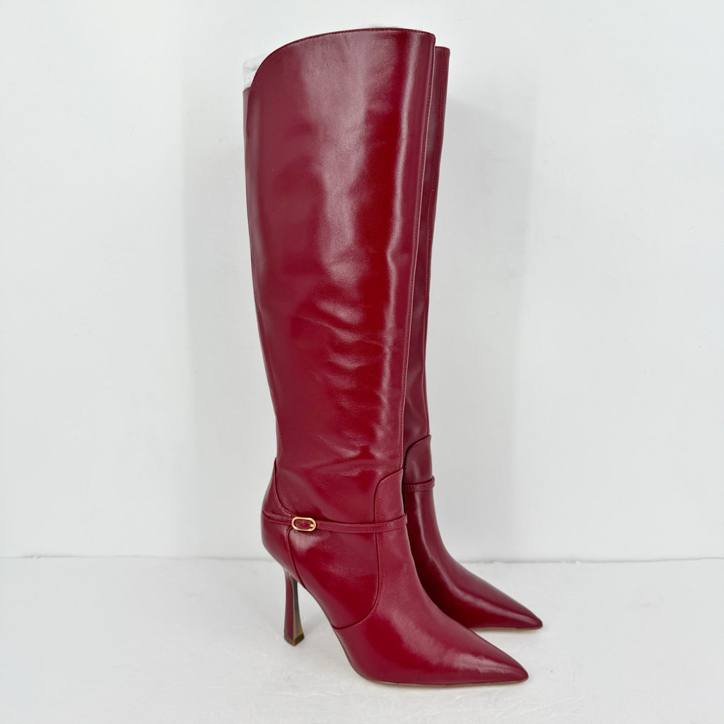 Sam Edelman Womens Elia Above The Knee High Boots US 6 M EU 36 Red Leather NIB