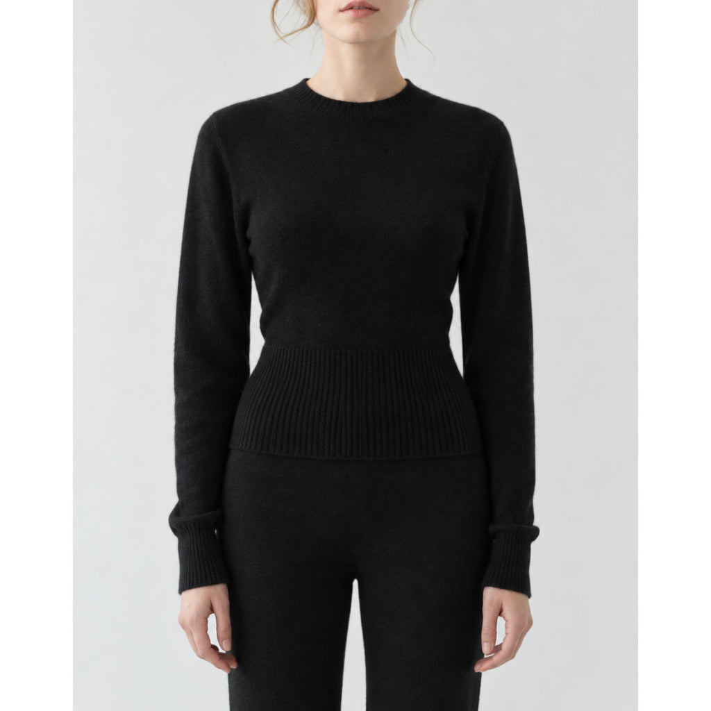 A/C ACTIVE CASHMERE Womens Fitted Cashmere Sweater XS Black Crewneck NWT