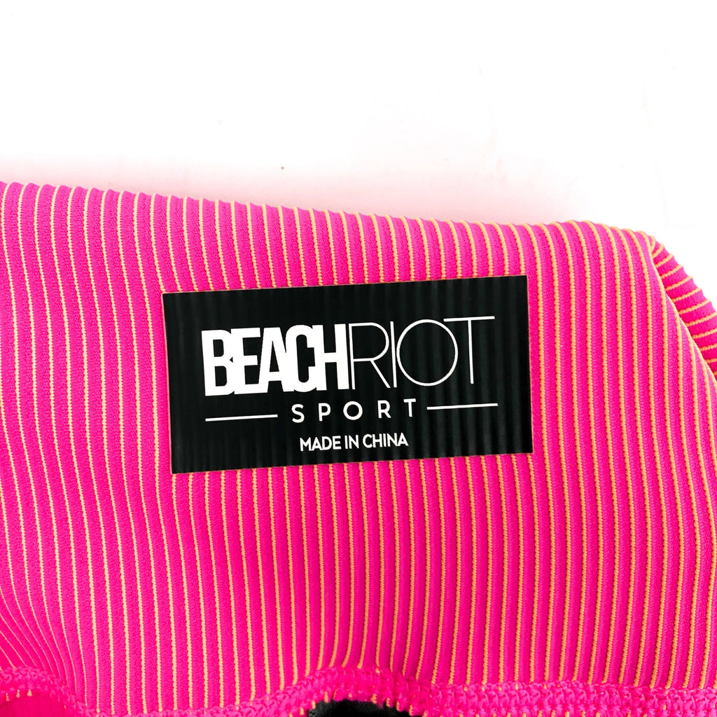 BEACH RIOT Women's Tayler Rib 7/8 Leggings Large Pink Sunset Two Tone NWT