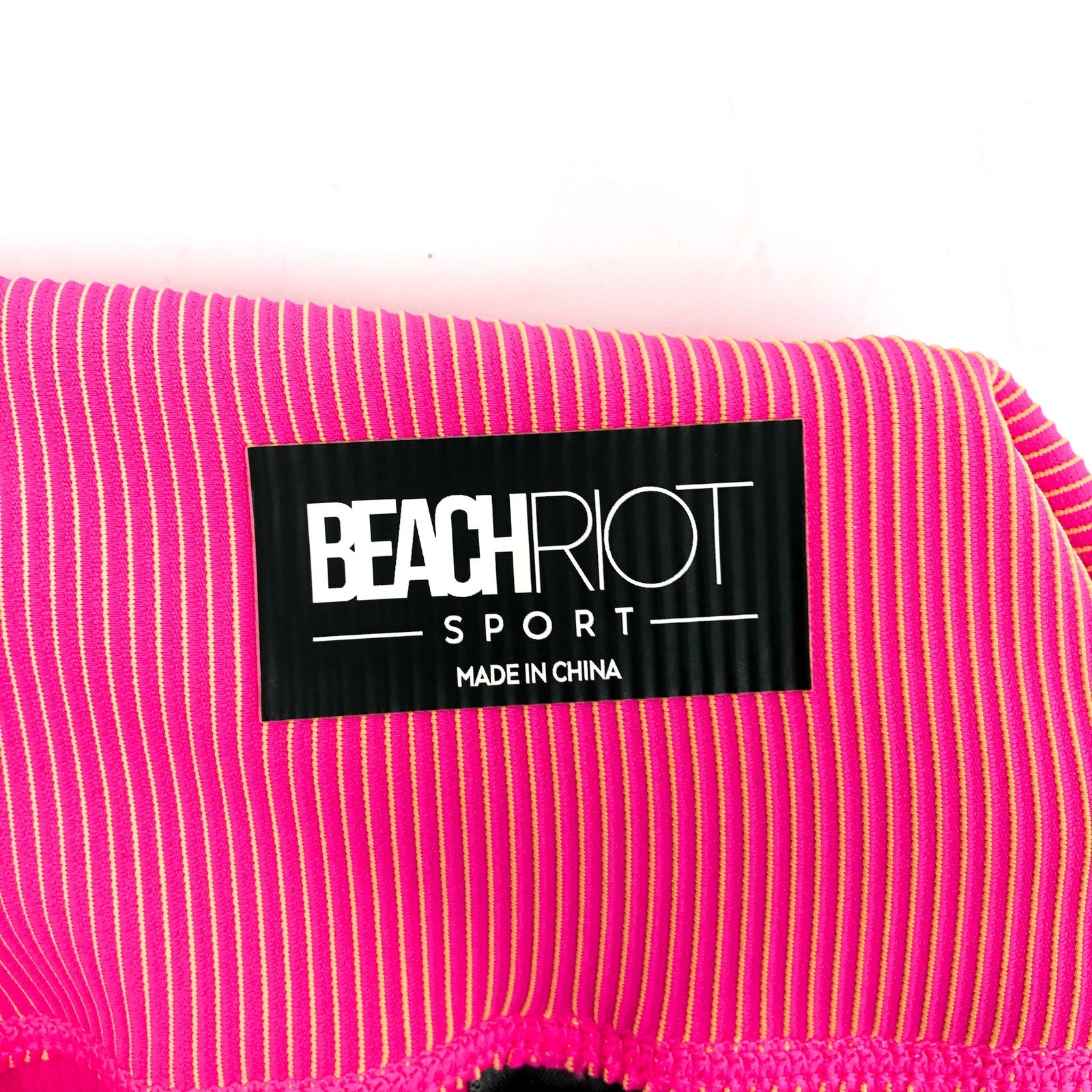 BEACH RIOT Women's Tayler Rib 7/8 Leggings Large Pink Sunset Two Tone NWT