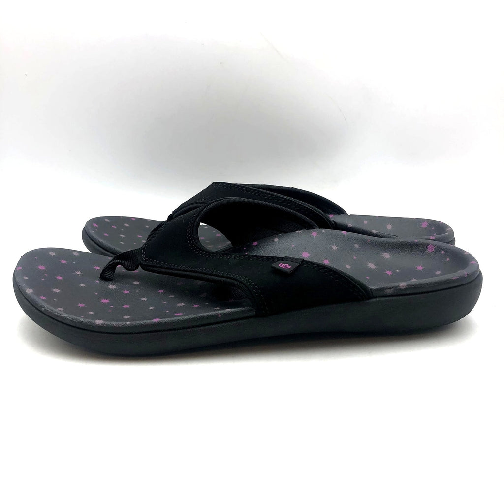 Spenco Waco Womens Yumi Constellation Flip Flops Size 10 Black Sandal Stars NWOB