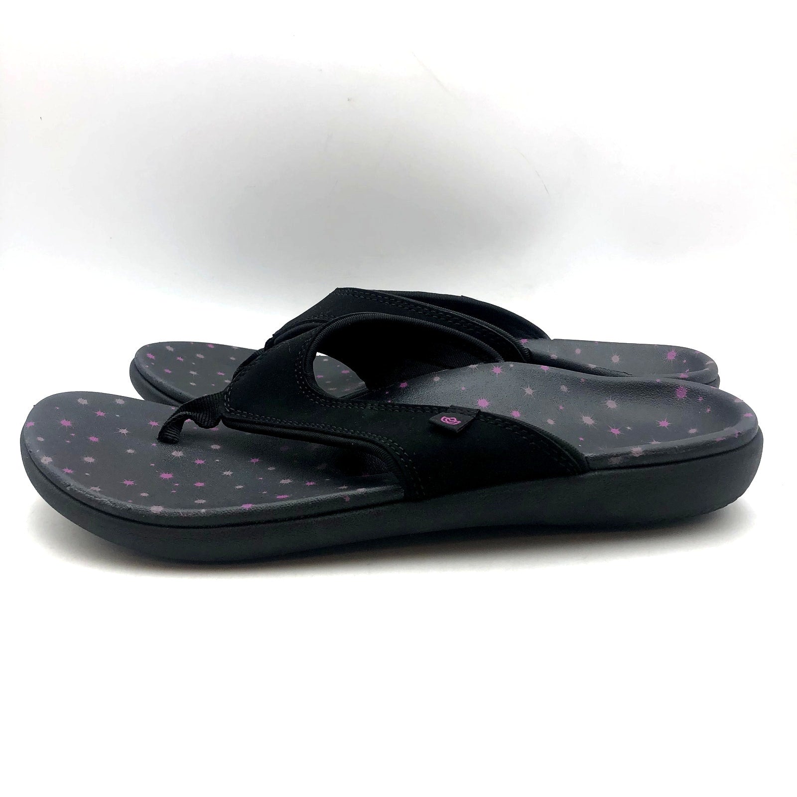 Spenco Waco Womens Yumi Constellation Flip Flops Size 10 Black Sandal Stars NWOB