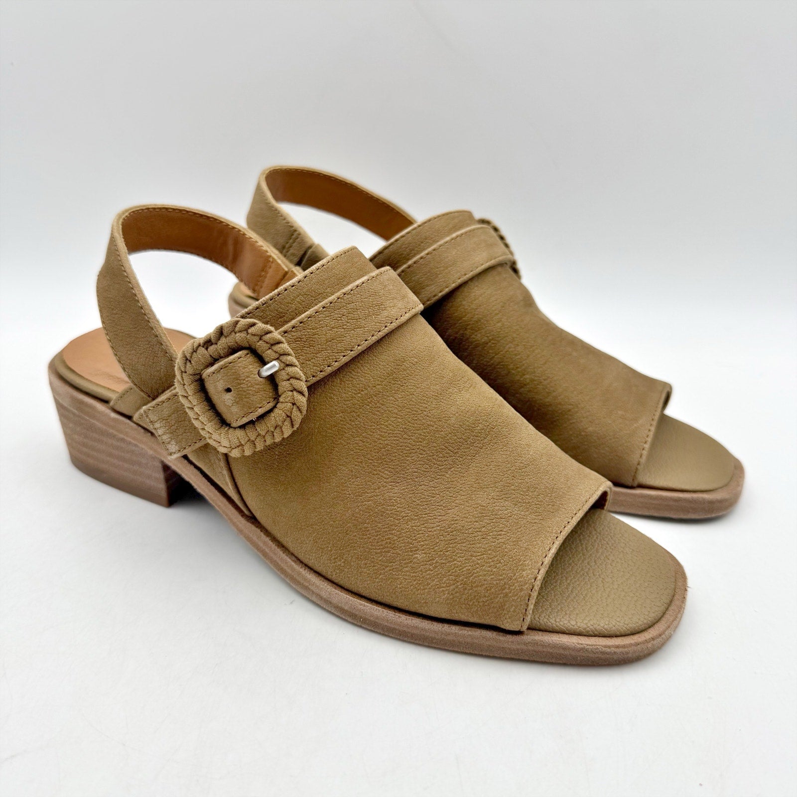 Lucky Brand Womens Badret Heel Sandals US 6 M EU 36 Dark Tan Suede NIB