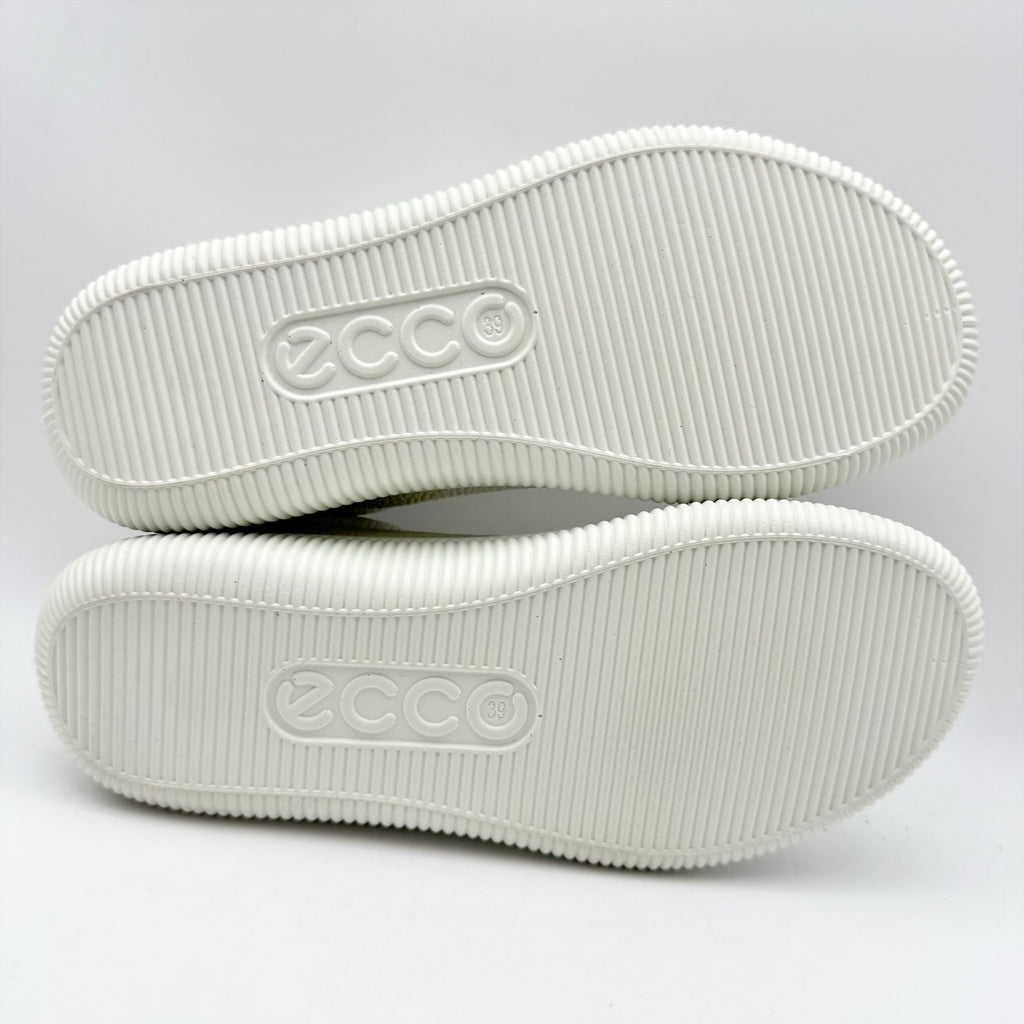 ECCO Womens Soft Zero Sneakers EU 41 US 10-10.5 Cream White Leather NIB
