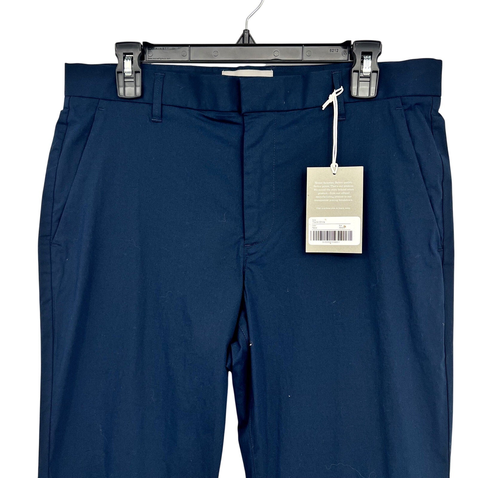 EVERLANE Mens Air Chino Pants 32x30 Navy Blue Stretch Cotton Poplin Slim Fit NWT