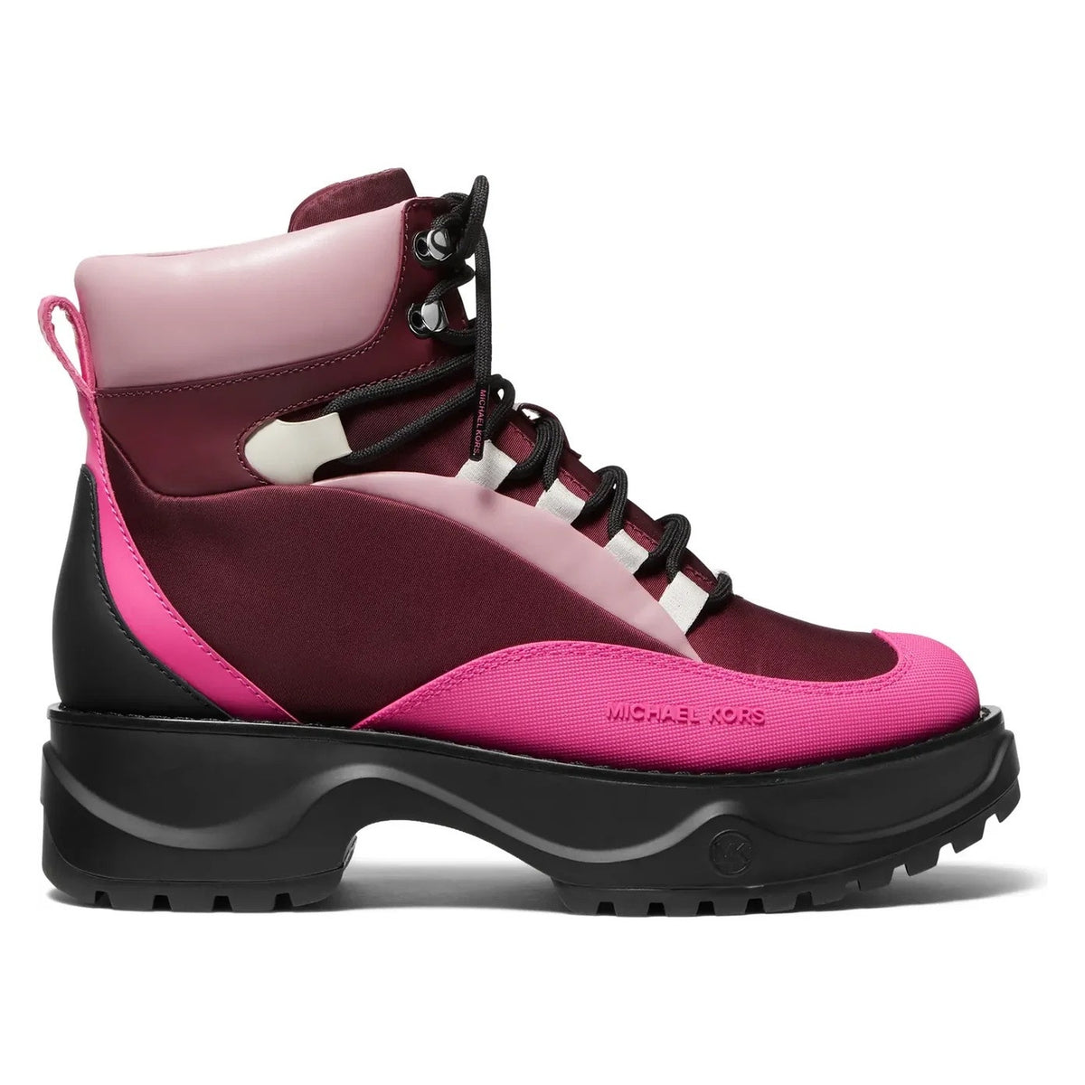 Micheal Kors Womens Dupree Hiker Booties Size 7 Pink Black Platform NWOB