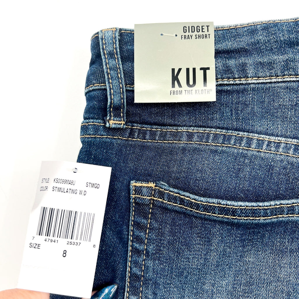 KUT FROM THE KLOTH Gidget Fray Jean Shorts Size 8 Dark Blue Denim NWT