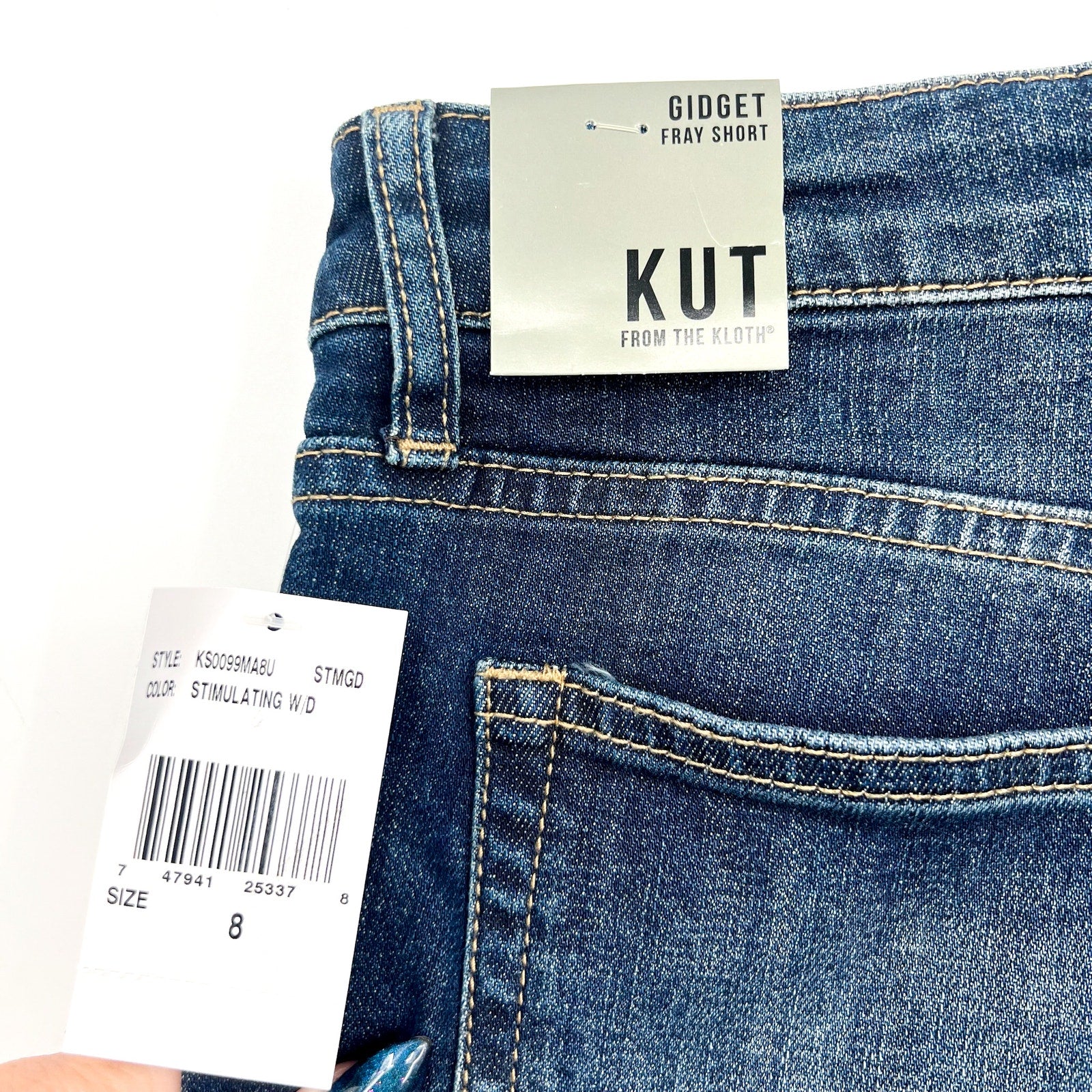 KUT FROM THE KLOTH Gidget Fray Jean Shorts Size 8 Dark Blue Denim NWT