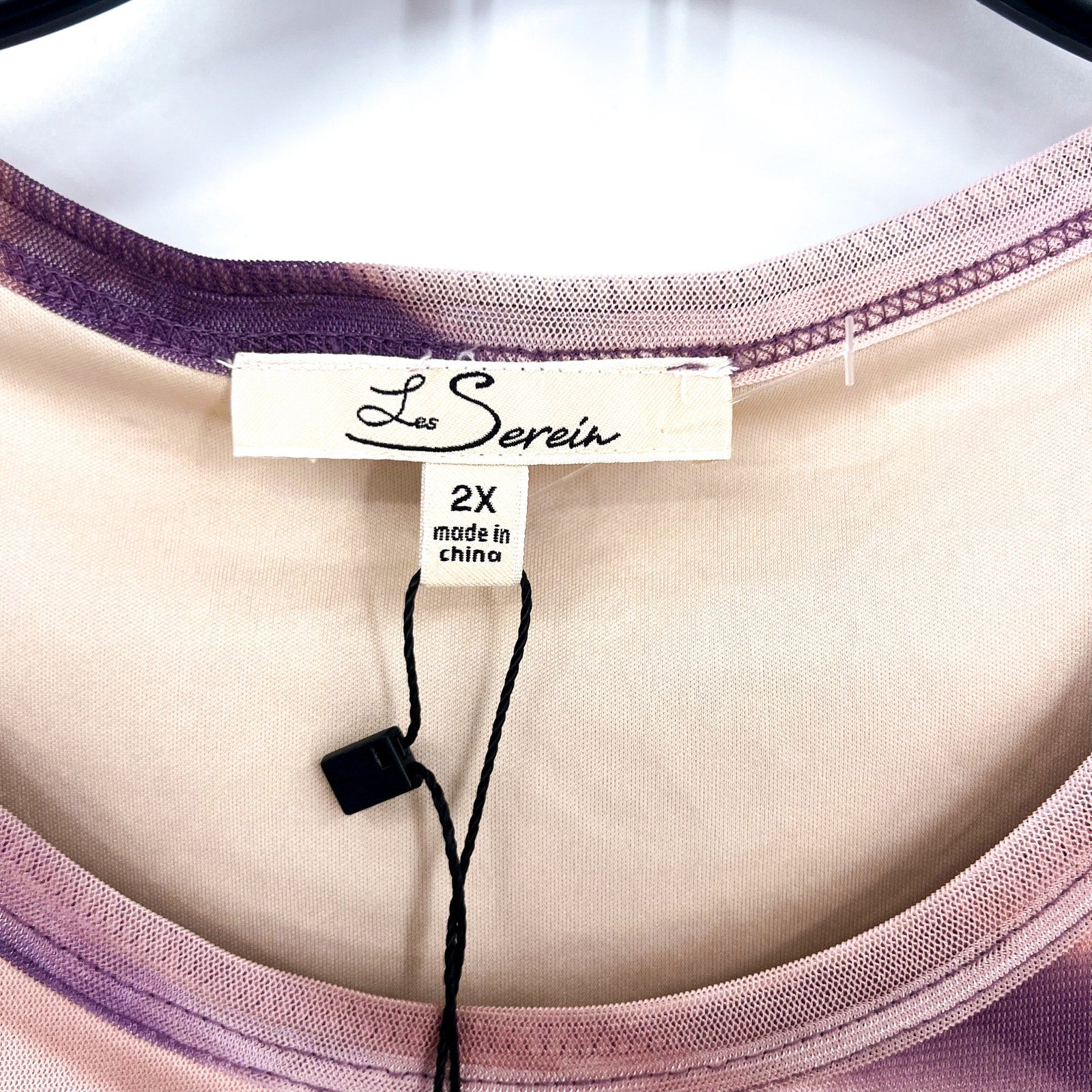 LES SEREIN- STITCHFIX-  Womens Print Blouse Size 2X Purple Pink Long Sleeve NWT