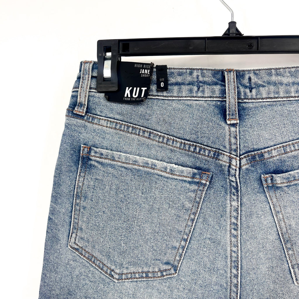 KUT FROM THE KLOTH Jane Jean Shorts Size 0 Proactive Blue Fray Hem NWT