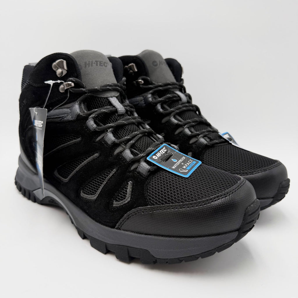 Hi-Tec Mens Mesa Mid Hiking Boot Size 10.5 Wide EU 43.5 Black WP NWOB