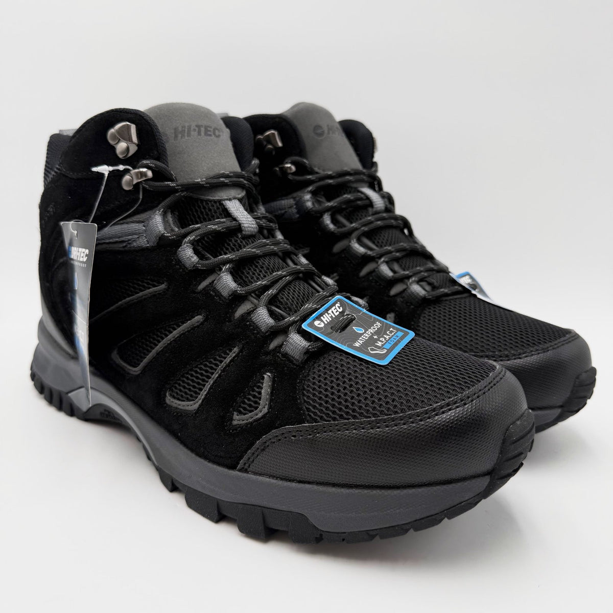 Hi-Tec Mens Mesa Mid Hiking Boot Size 10.5 Wide EU 43.5 Black WP NWOB