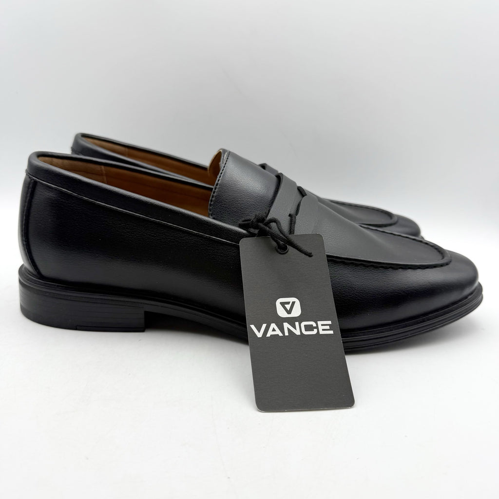 Vance Co. Mens Phineas Penny Loafers SIZE 11 WIDE EU 44 Black Leather NWOB