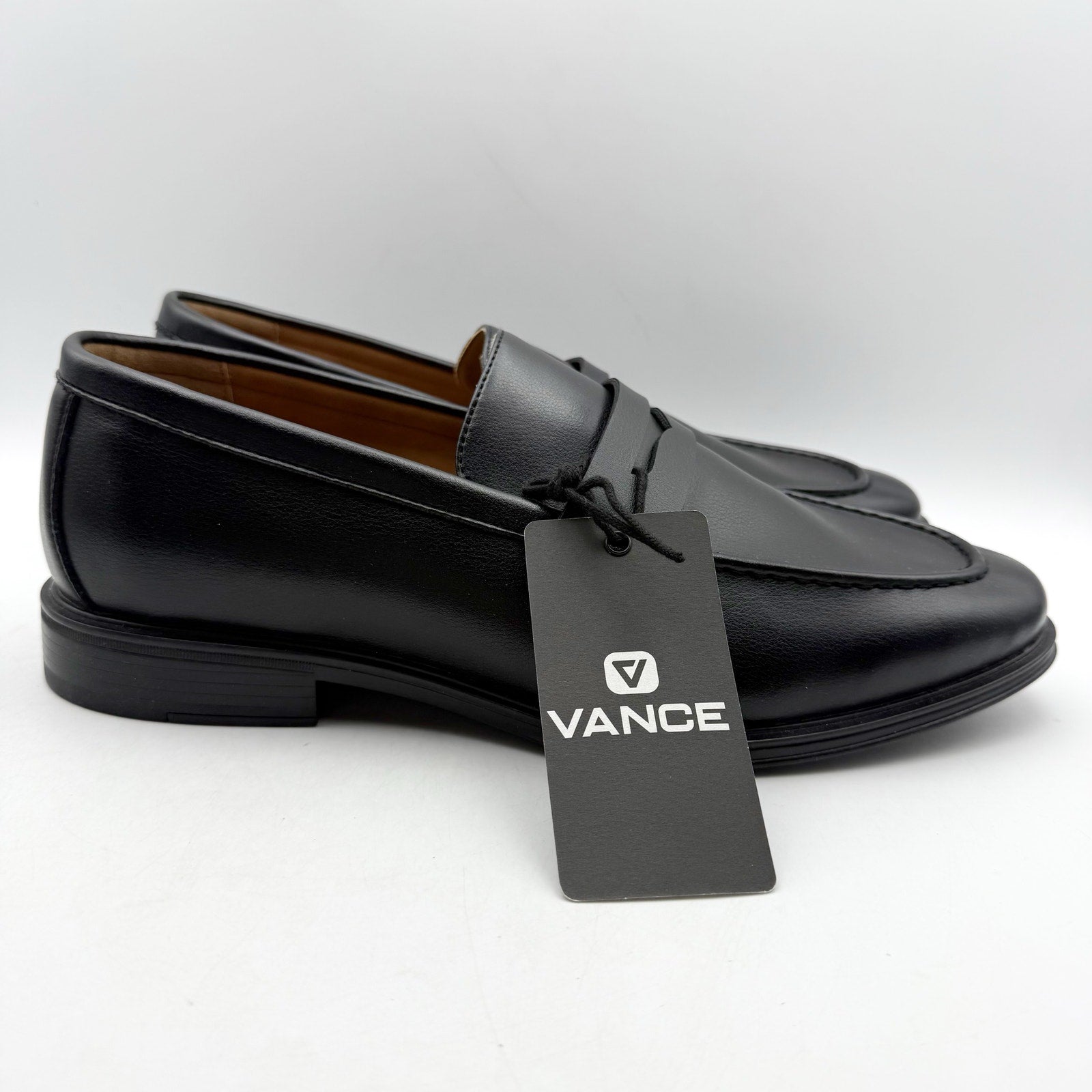 Vance Co. Mens Phineas Penny Loafers SIZE 11 WIDE EU 44 Black Leather NWOB