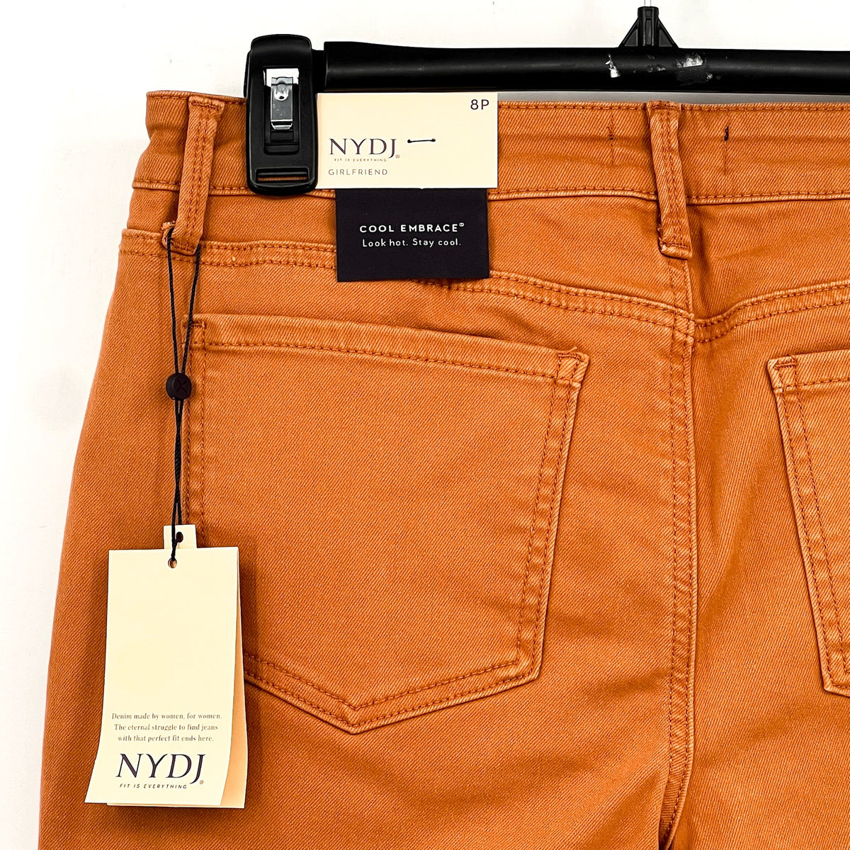NYDJ Womens Margot Girlfriend Straight Leg Jeans Size 8 PETITE Rust Brown NWT