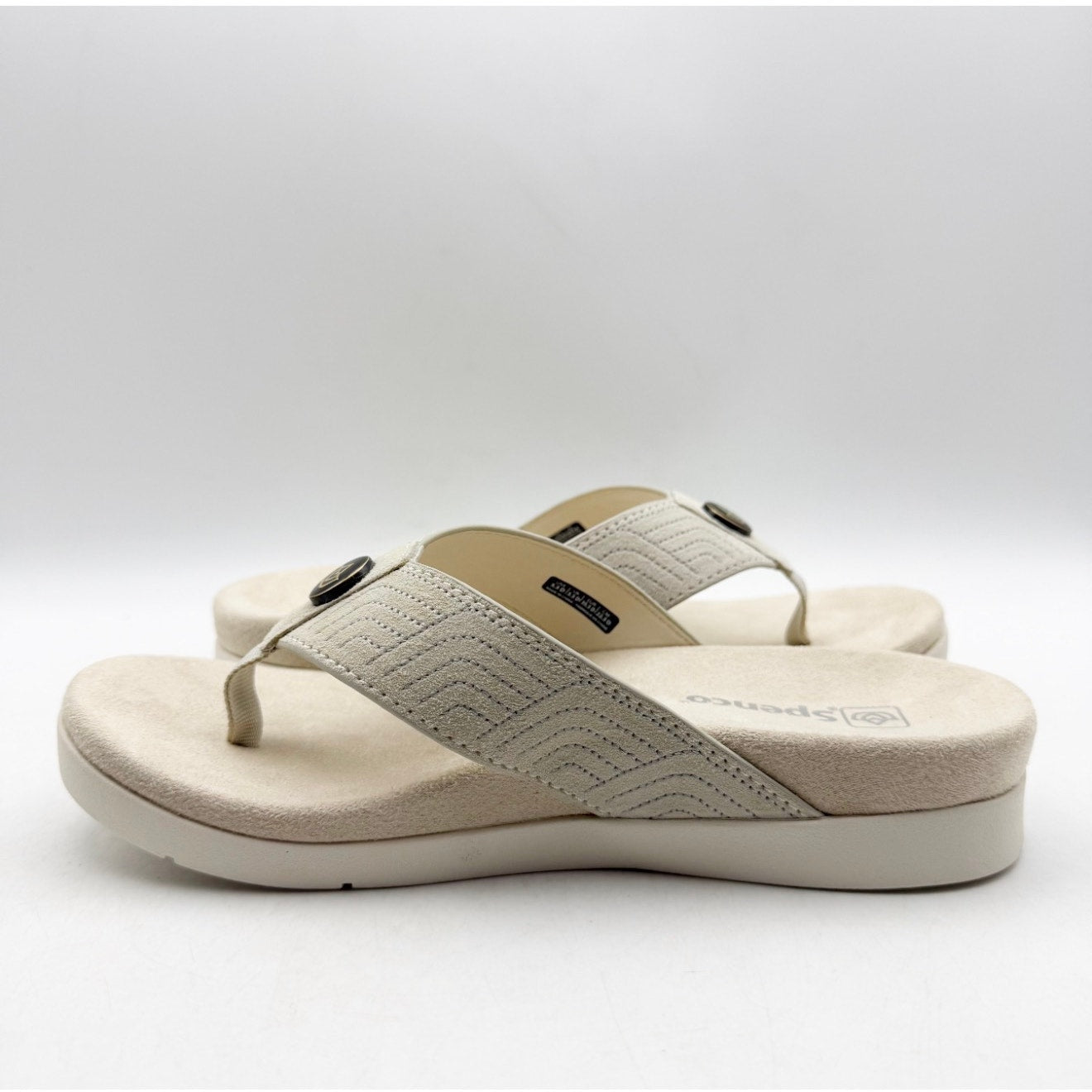 Spenco Waco Women's Laguna Ellie Flip Flop Sandal Size 5.5 WIDE Cloud Beige NIB
