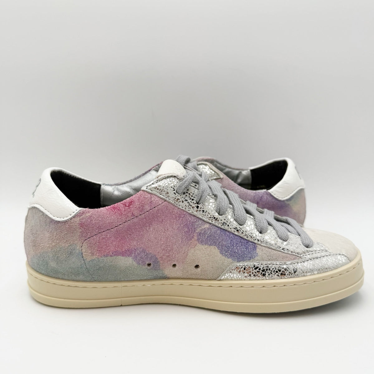 P448 Womens John Sneakers EU 35 US 5-5.5 Silver Purple Multicolor Leather NWOB