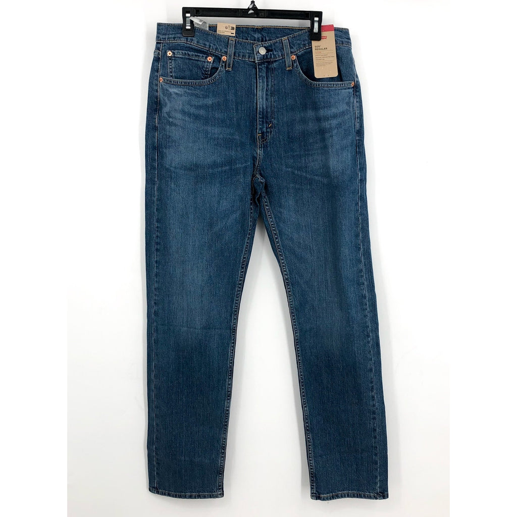 LEVI'S Mens 505 Regular Fit Jeans 38x32 Dark Stonewash Blue 00505-4886 NWT