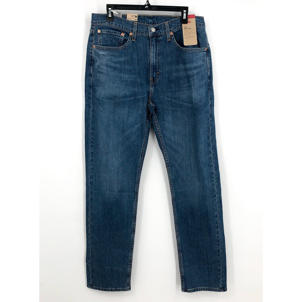 LEVI'S Mens 505 Regular Fit Jeans 38x32 Dark Stonewash Blue 00505-4886 NWT
