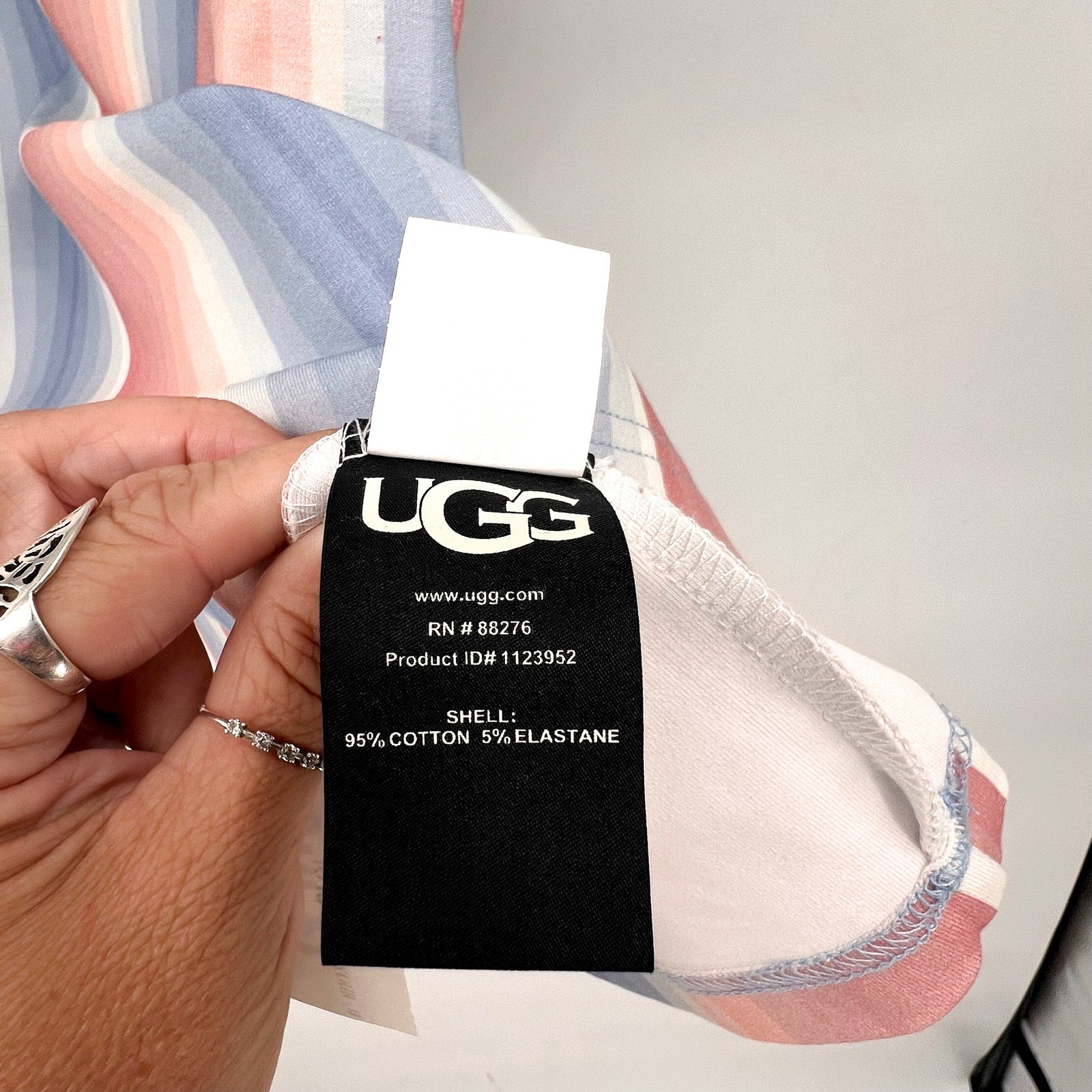 UGG UNISEX Pride Logo Equality T-shirt XS Blue Multi Stripe Short Sleeve NWT