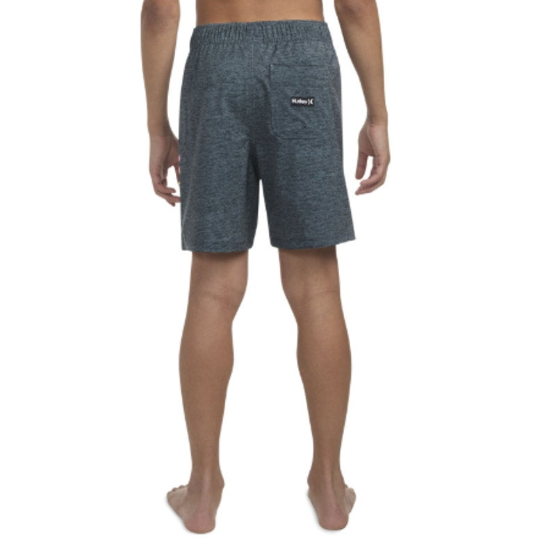 HURLEY Boys Printed Heathered Pull-On Swim Short Large Black Grey NWOT