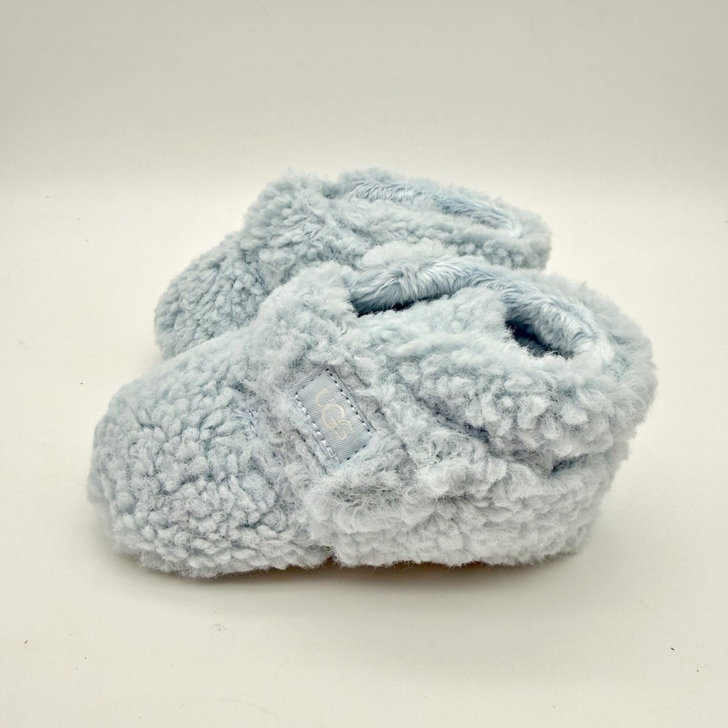 UGG Infant Bixbee Booties US 4-5 M Blue Vegan Fur Hook and Loop NIB