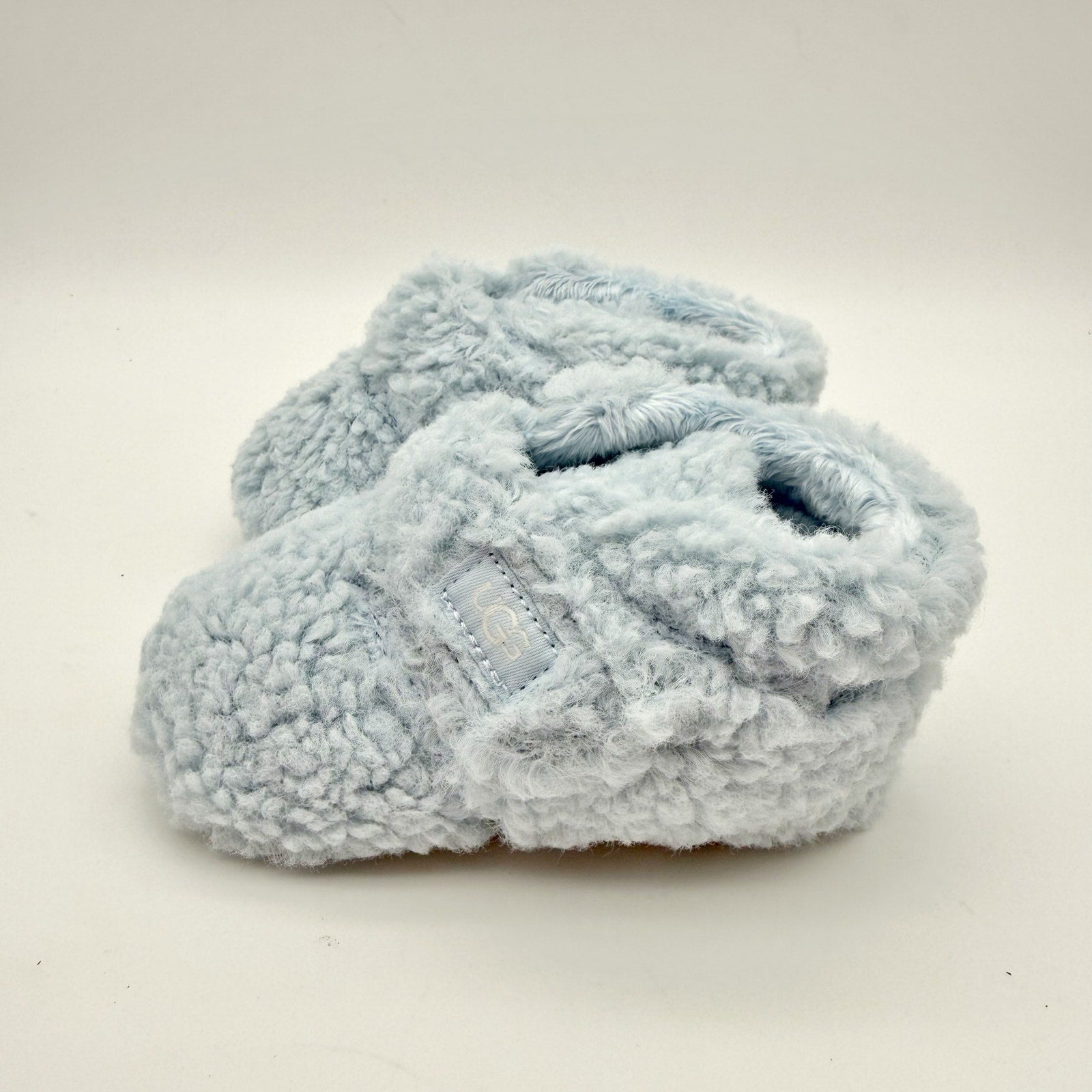 UGG Infant Bixbee Booties US 4-5 M Blue Vegan Fur Hook and Loop NIB