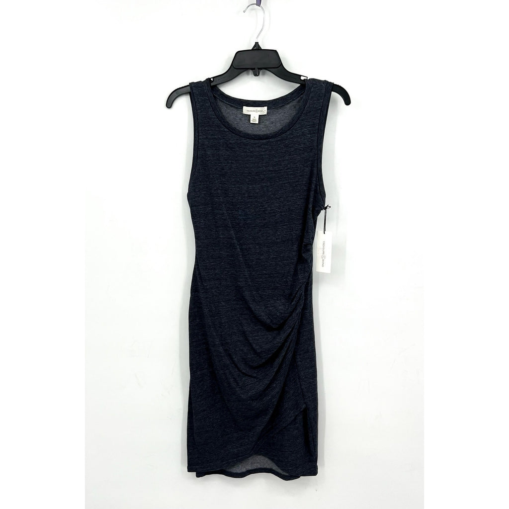 TREASURE & BOND Ruched Jersey Tank Dress Medium Gray Blue Sleeveless NWT