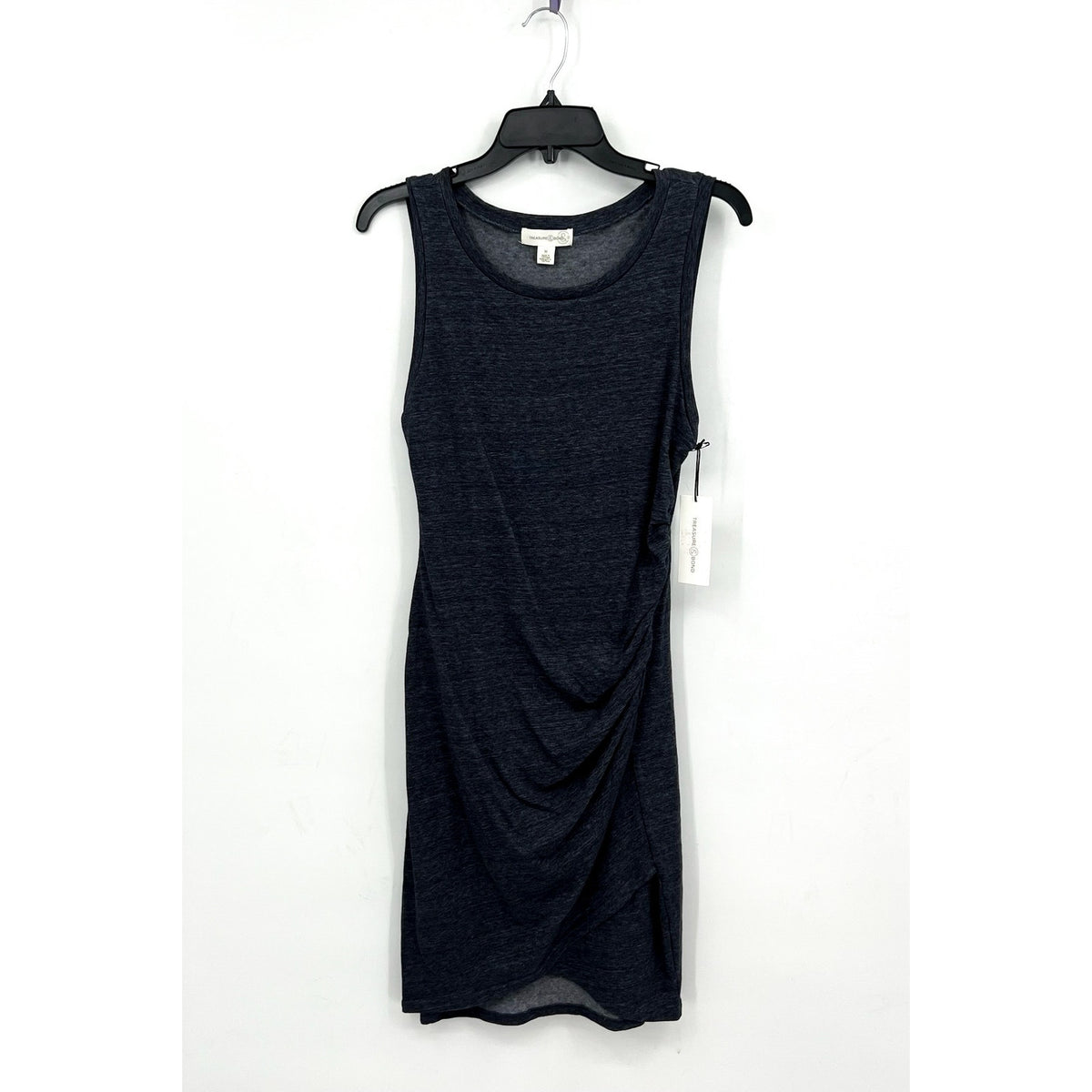 TREASURE & BOND Ruched Jersey Tank Dress Medium Gray Blue Sleeveless NWT
