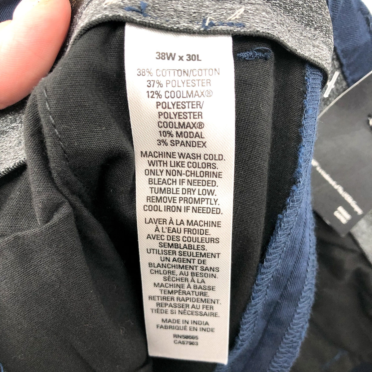 NORDSTROM Men's Slim Fit Performance Chinos 38x30 Navy Blue CoolMax NWT