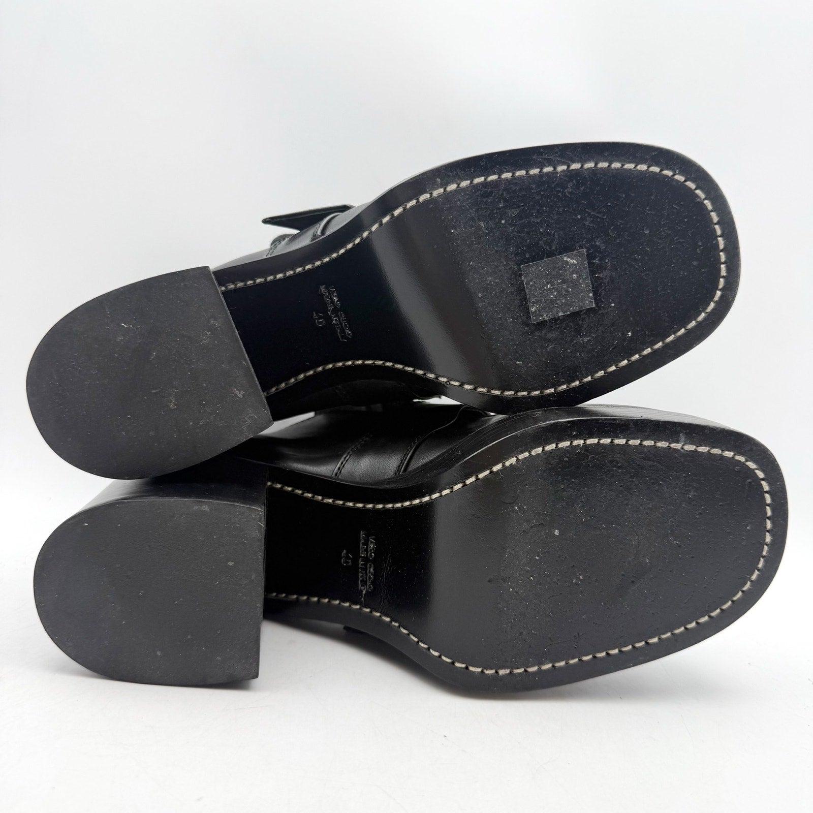 RE/DONE Womens Big Buckle Pumps EU 40 US 10 Black Leather Loafers EUC