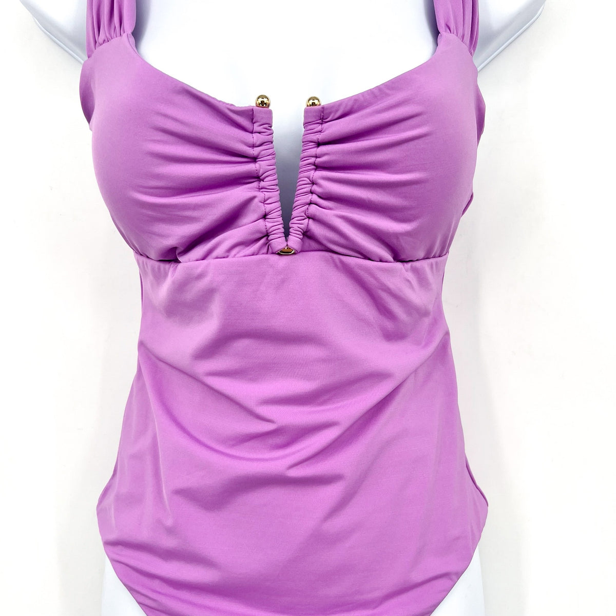 BECCA Women's Color Code V-Wire One Piece Swimsuit Small Malva Purple NWT