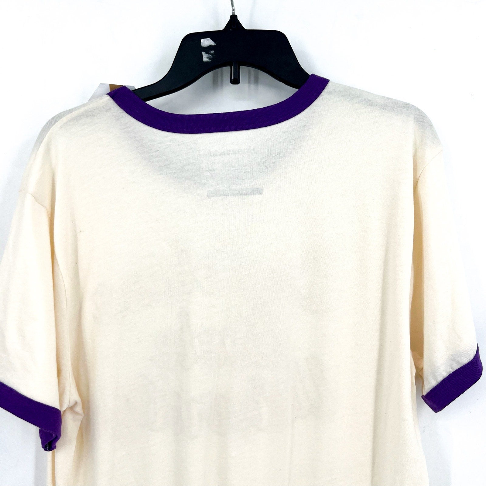 HOMEFIELD Womens LSU Retro Script Graphic T Shirt XL Off White Short Sleeve NWT