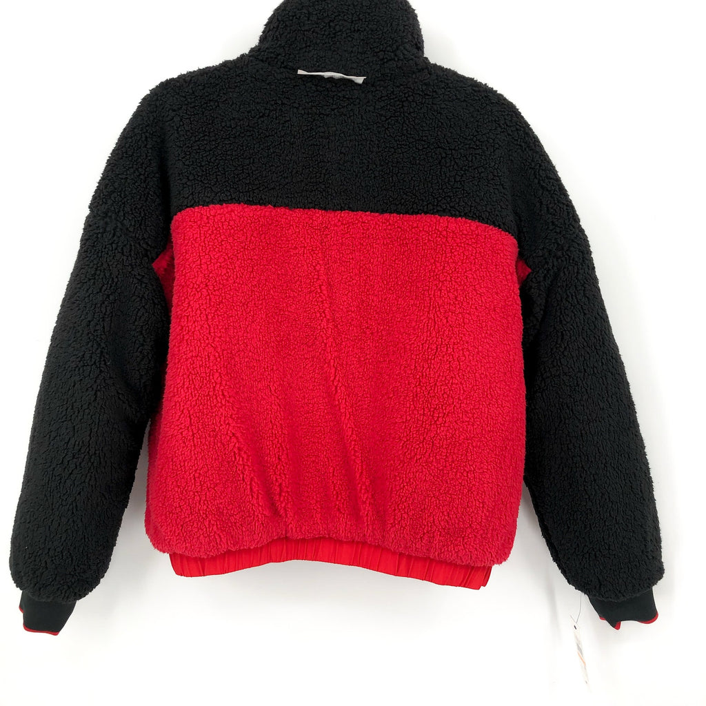 TOMMY HILFIGER SPORT Womens Reversible Track Jacket Small Red Black Sherpa NWT