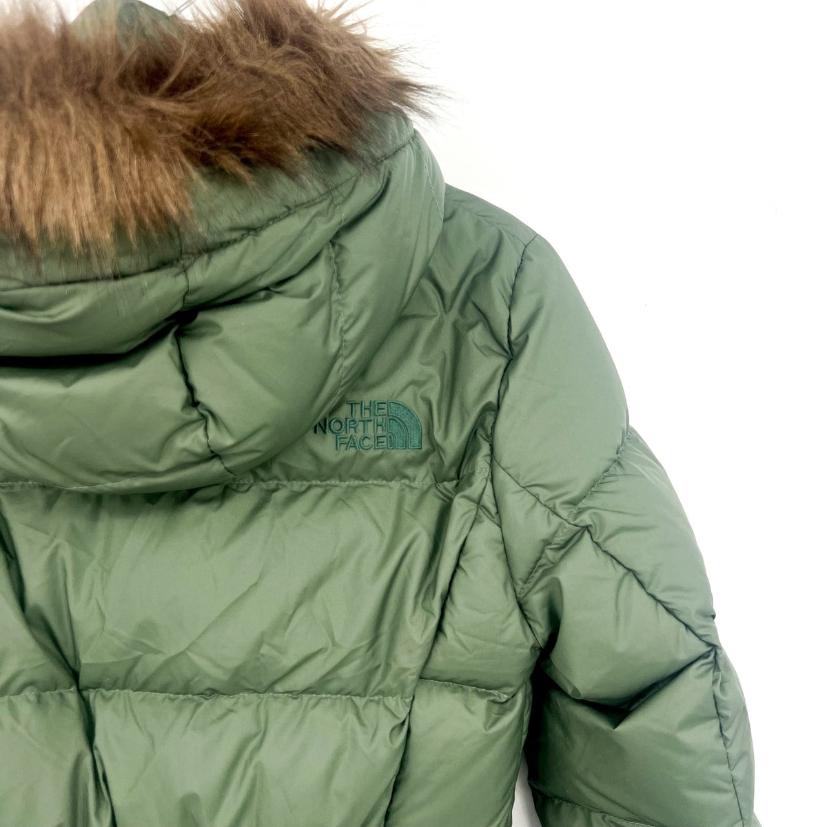 THE NORTH FACE Women’s New Dealio Down Parka Jacket XS Thyme Green Hood NWT