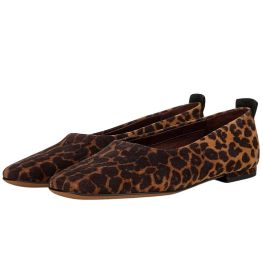 Franco Sarto Womens Vana Ballet Flat US 8 Wide EU 38.5 Brown Leopard Leather NIB