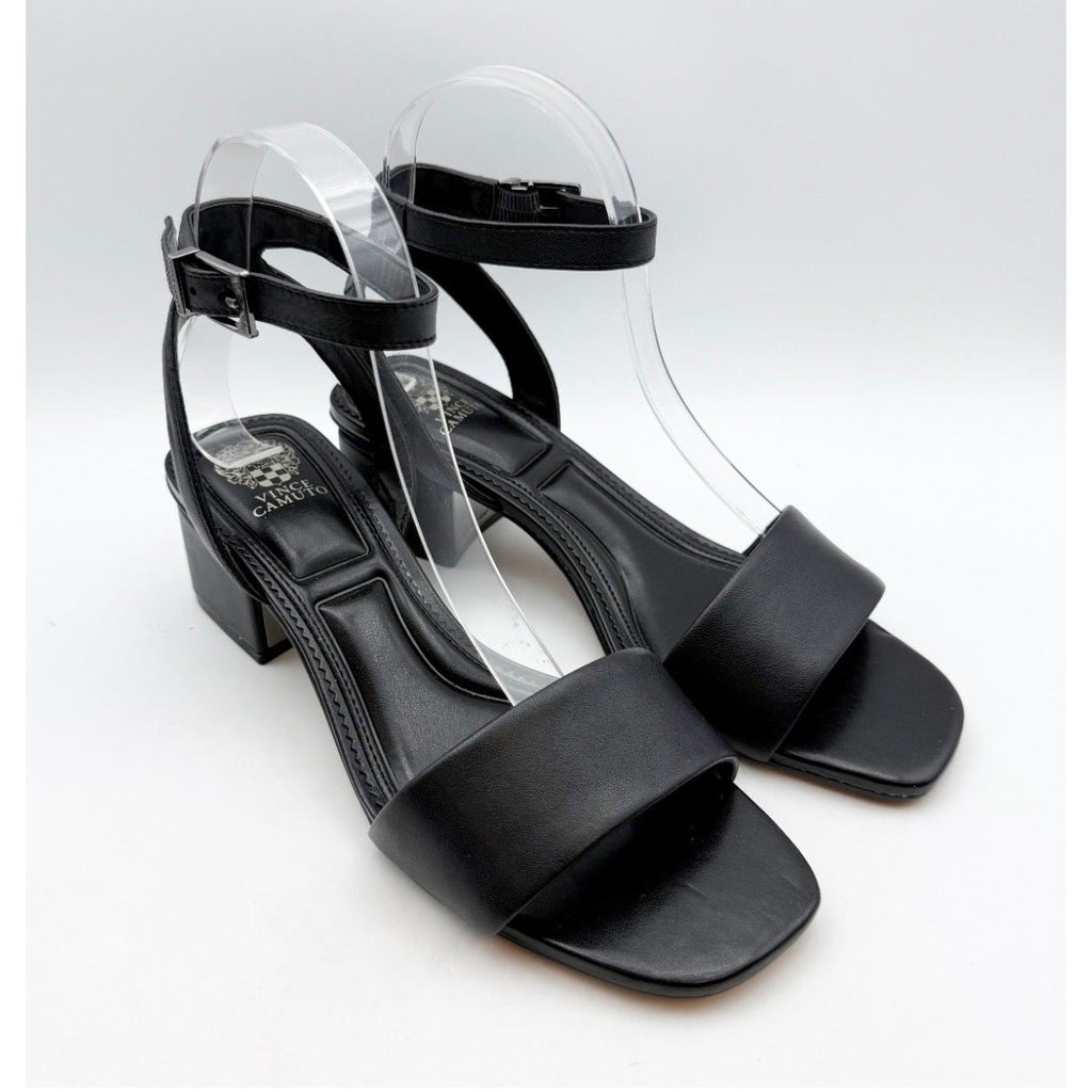 Vince Camuto Womens Acaylee Heeled Sandals Size 7.5 WIDE EU 38 Black NIB