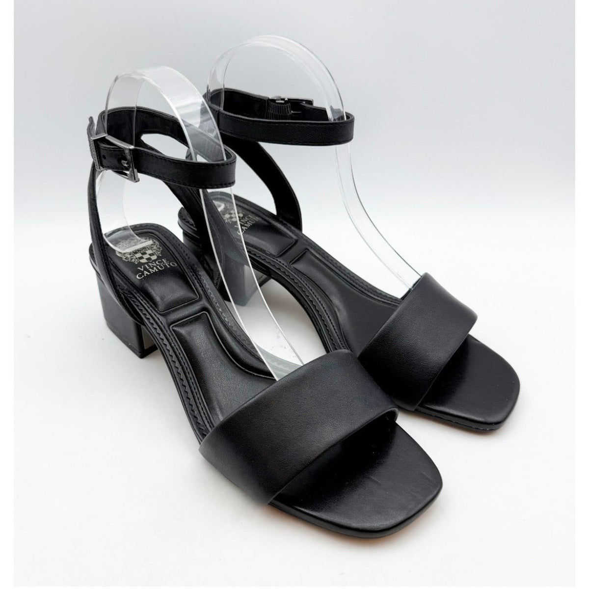Vince Camuto Womens Acaylee Heeled Sandals Size 7.5 WIDE EU 38 Black NIB
