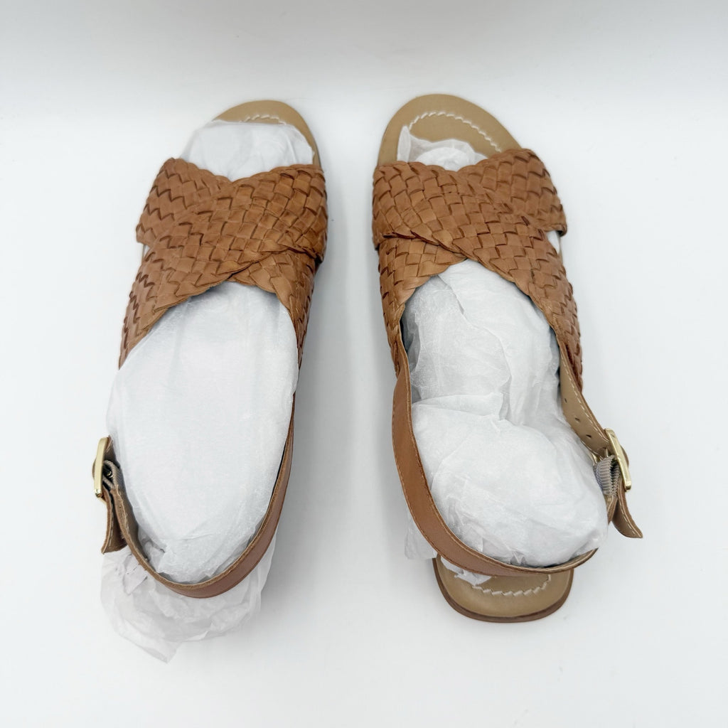 Vaneli Womens Tagus Sandals US 8 Narrow Camel Brown Burnished Woven Leather NIB