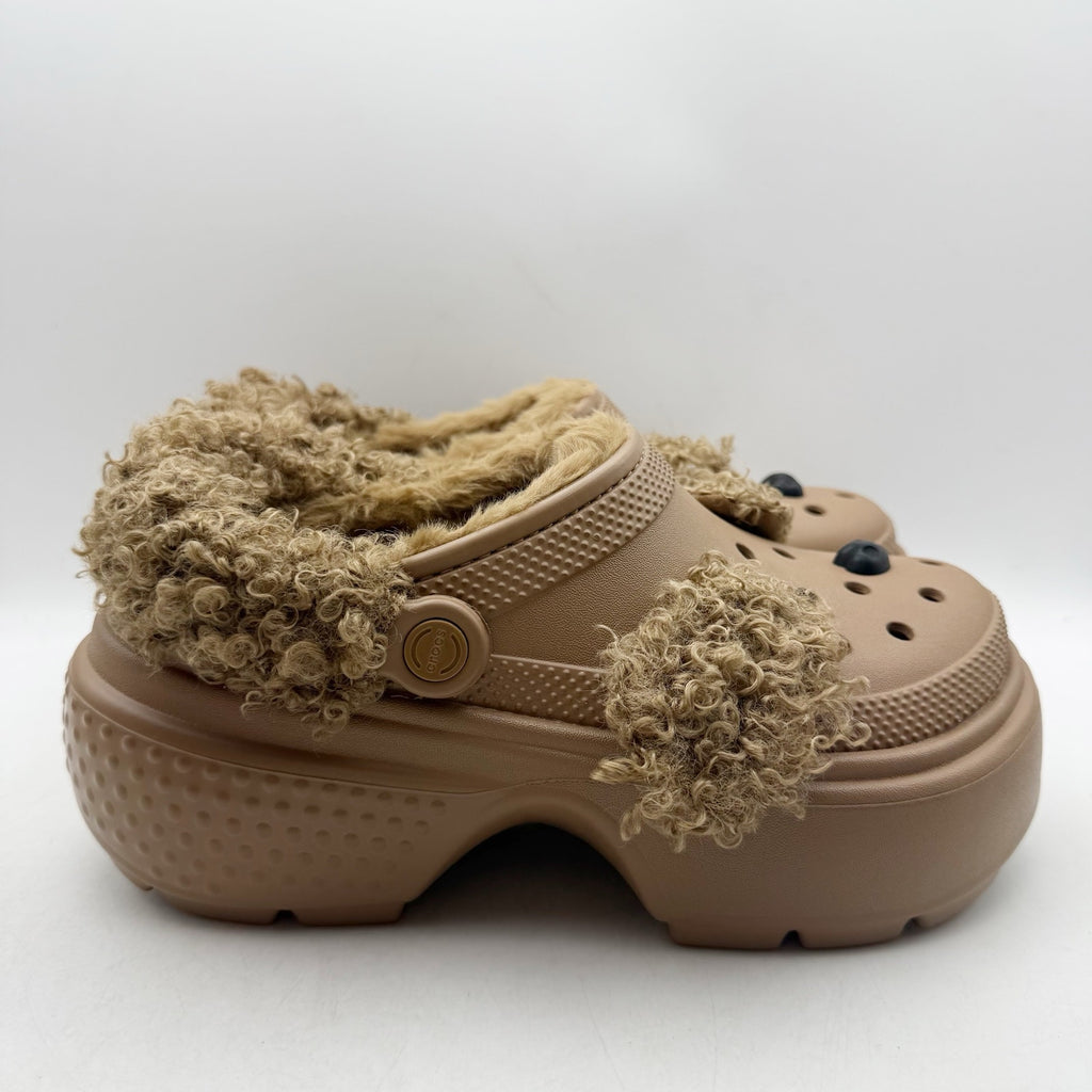 Crocs Platform Chunky Stomp Clogs Womens 8 Mens 6 Brown Sepia Bear NWT
