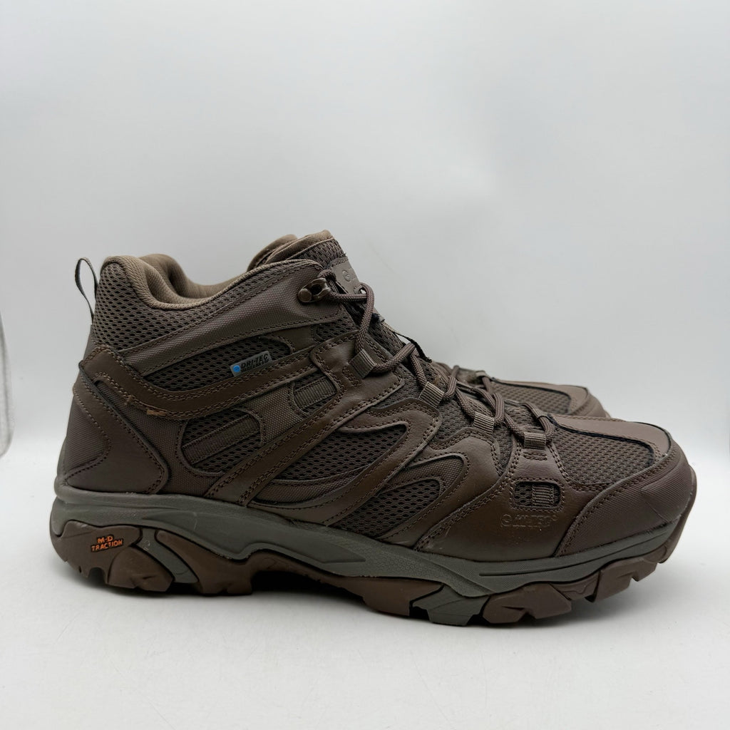 Hi-Tec Mens Ht Ravus Mid Hiking Ankle Boots US 15 EU 48 Brown Waterproof EUC