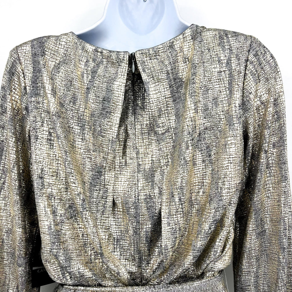 Vince Camuto Women's Metallic Wide-Leg Jumpsuit 0 Petite Gold Belted NWT