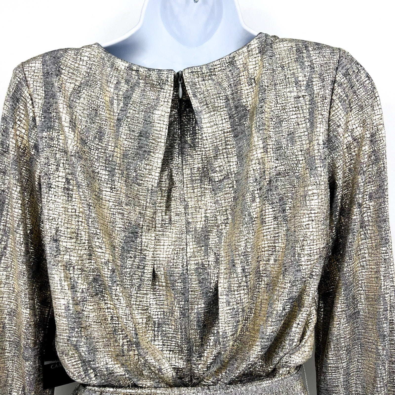 Vince Camuto Women's Metallic Wide-Leg Jumpsuit 0 Petite Gold Belted NWT