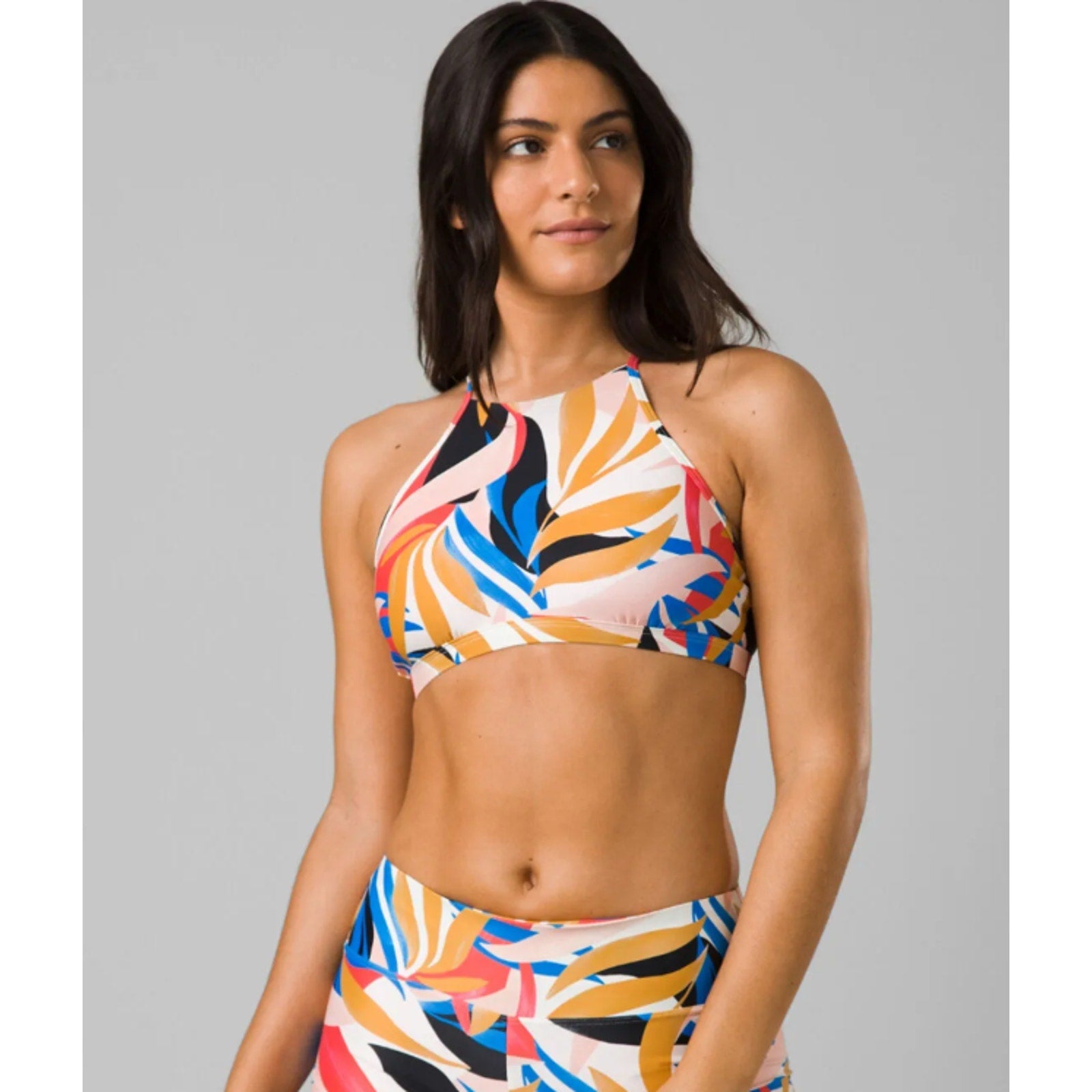 PRANA Women's Taranto Bikini Top Small Tropics Print Floral Halter Stretch NWT
