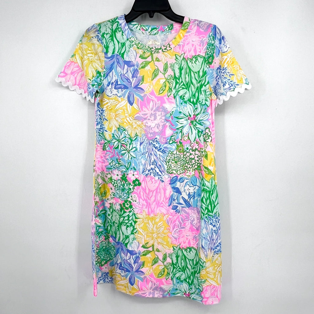 LILLY PULITZER Cody Short Sleeve Dress XS Pink Green Bright Delight Patch NWOT