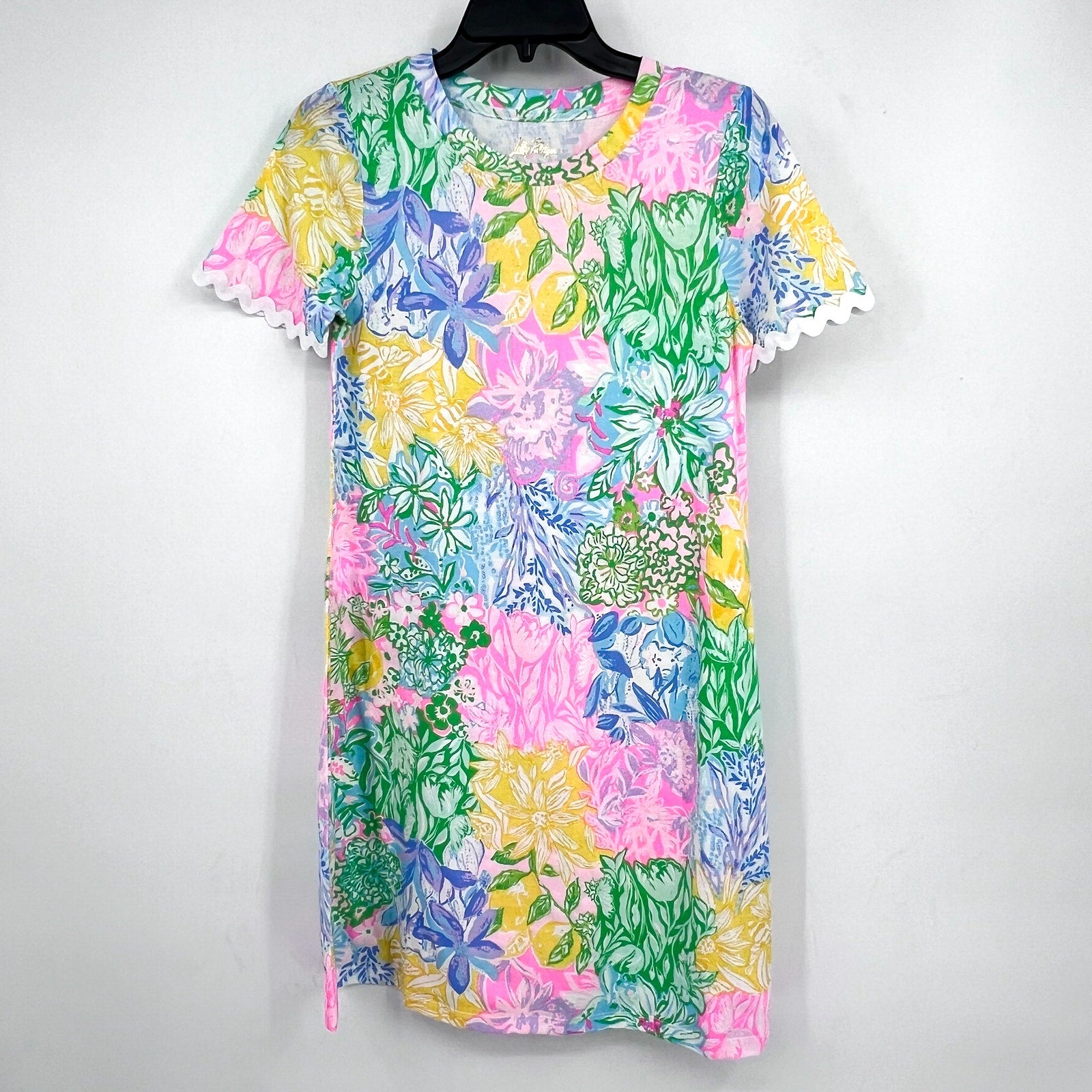 LILLY PULITZER Cody Short Sleeve Dress XS Pink Green Bright Delight Patch NWOT