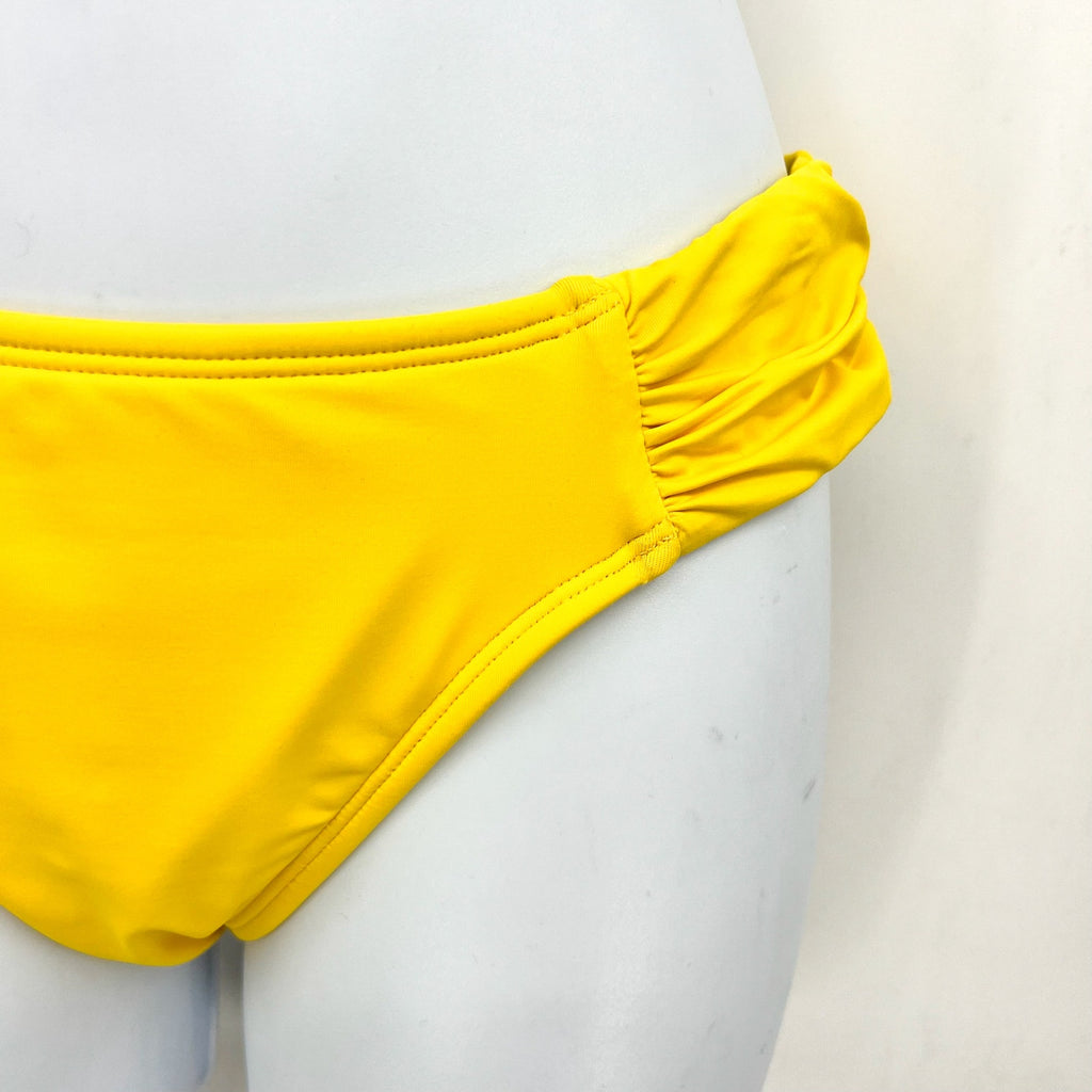LAUREN RALPH LAUREN Shirred Hipster Bikini Bottom Size 4 Yellow Beach Club NWT