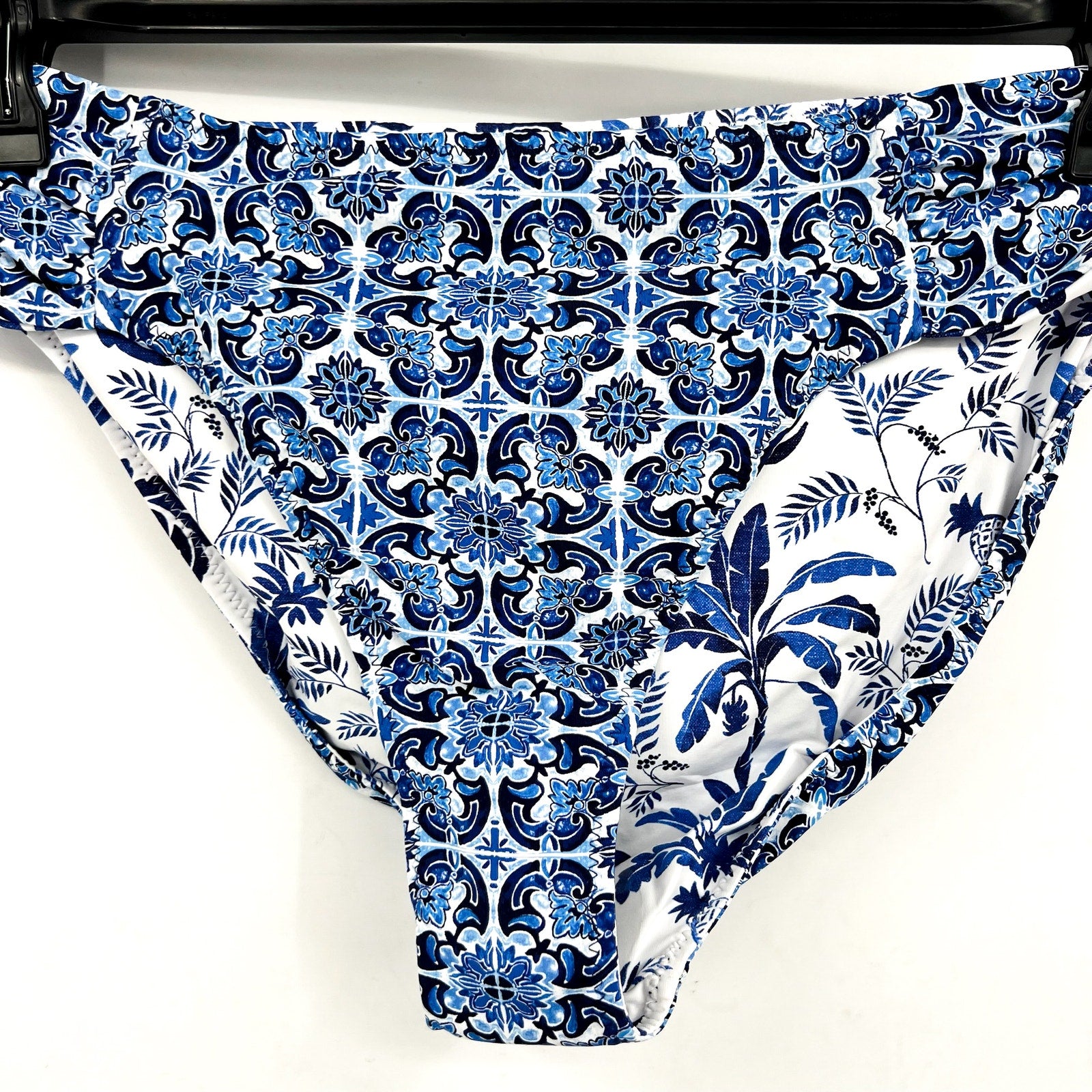 TOMMY BAHAMA Terrazzo Tile Reversible Hipster Bikini Bottom Large Blue Print NWT