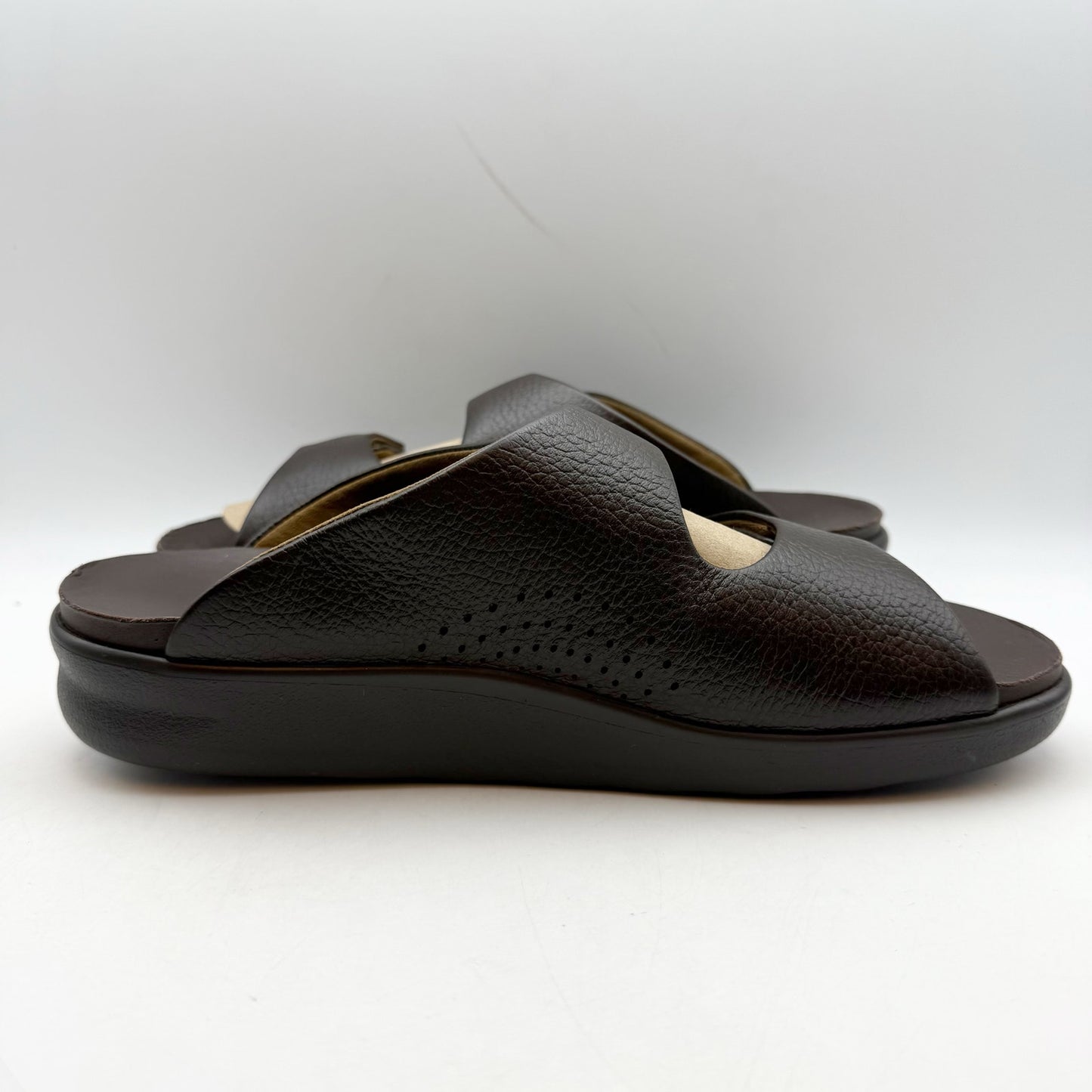 SAS Mens Encore Slide Sandals US 9.5 Wide Dark Brown Leather Comfort NWOB