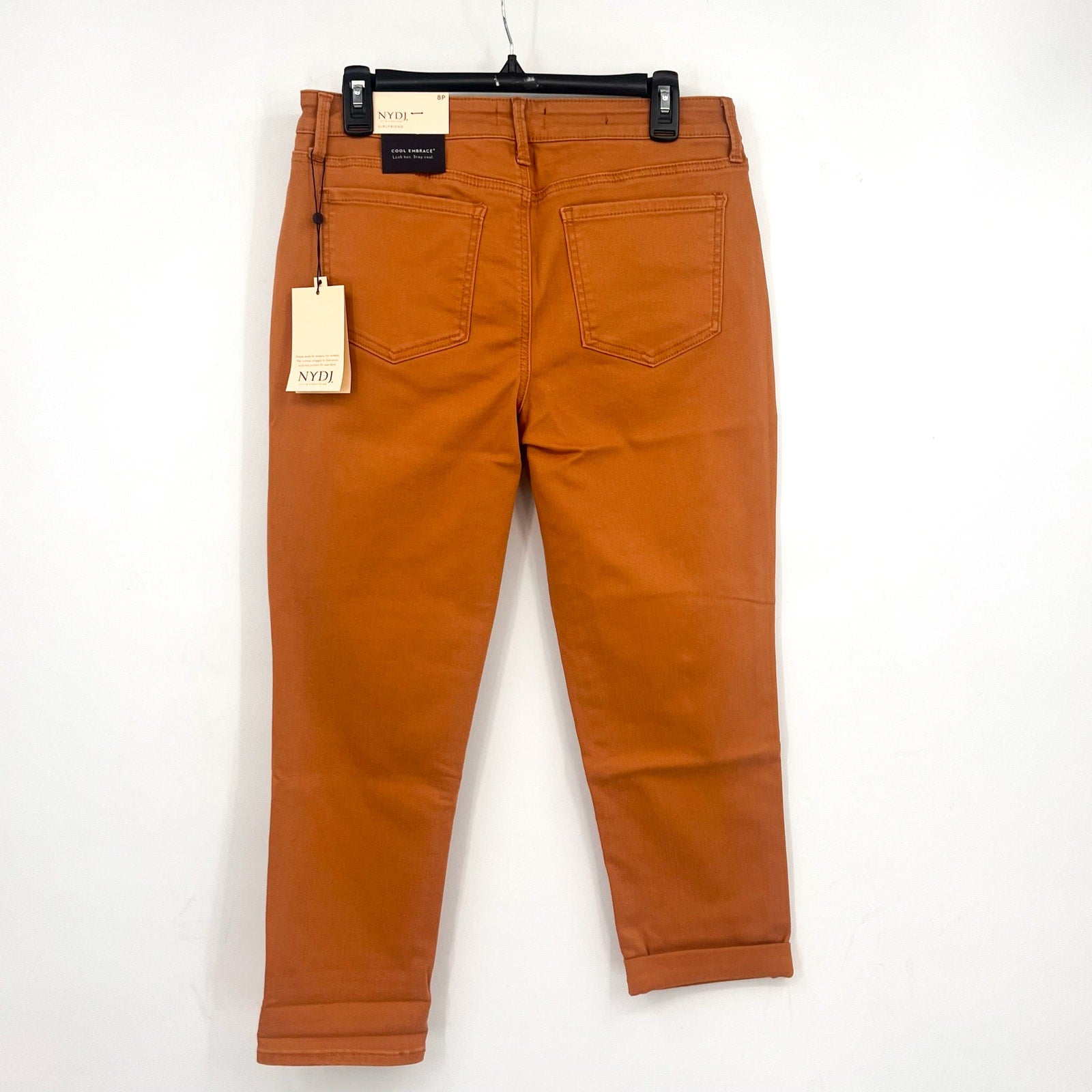 NYDJ Womens Margot Girlfriend Straight Leg Jeans Size 8 PETITE Rust Brown NWT